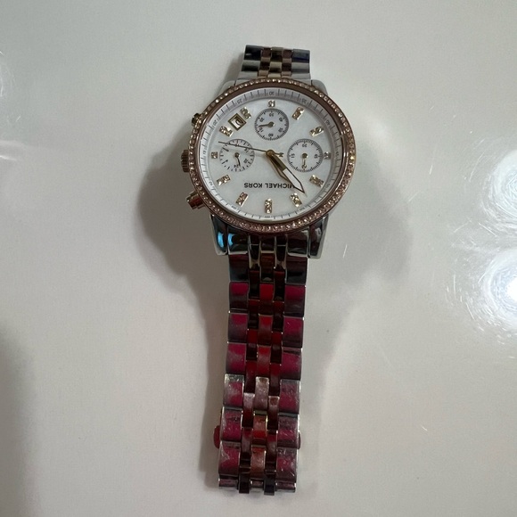 Michael Kors Silver and Brown Chronograph Watch